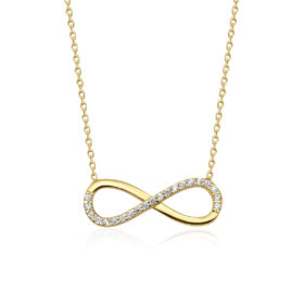 14 Ayar Altın Taş Detaylı Sonsuzluk Kolyesi