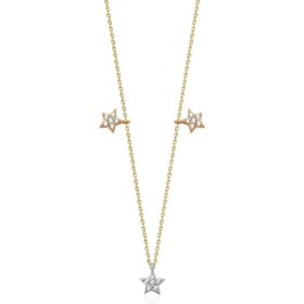 14 Ayar Altın Taş Detaylı Üç Renkli Yıldız Sıralı Kolye
