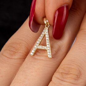 14 Ayar Altın Taşlı A Harf Kolye Ucu