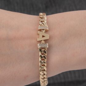 14 Ayar Altın Taşlı A Harfli Gurmet Bileklik