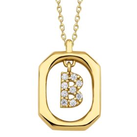 14 Ayar Altın Taşlı B Harfli Kolye