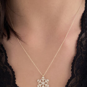 14 Ayar Altın Taşlı Kar Tanesi Kolye