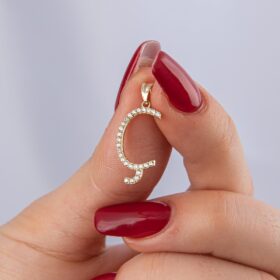 14 Ayar Altın Taşlı Ç Harf Kolye Ucu