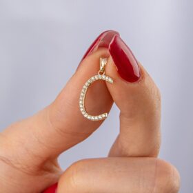 14 Ayar Altın Taşlı C Harf Kolye Ucu