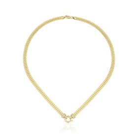 14 Ayar Altın Taşlı Çiftli Gurmet Zincir Kolye