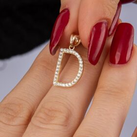 14 Ayar Altın Taşlı D Harf Kolye Ucu