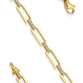 14 Ayar Altın Taşlı Dikdörtgen Ataç Bileklik