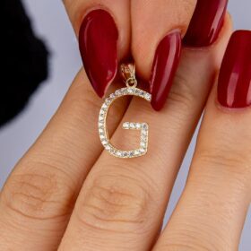 14 Ayar Altın Taşlı G Harf Kolye Ucu