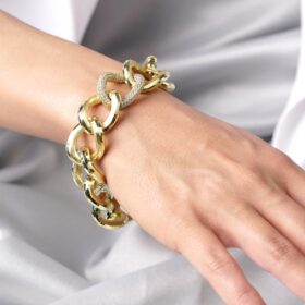 14 Ayar Altın Taşlı Halka Gurmet Zincir Bileklik