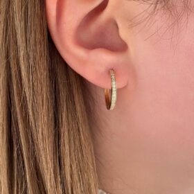 14 Ayar Altın Taşlı Halka Küpe 1