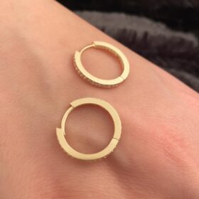 14 Ayar Altın Taşlı Halka Küpe 2