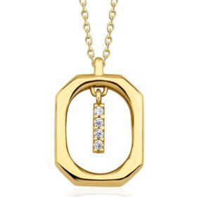 14 Ayar Altın Taşlı I Harfli Kolye