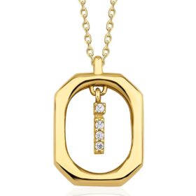 14 Ayar Altın Taşlı İ Harfli Kolye