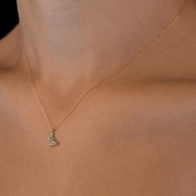 14 Ayar Altın Taşlı Kanat Kelebek Kolye