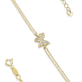 14 Ayar Altın Taşlı Kelebek Bileklik