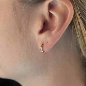 14 Ayar Altın Taşlı Kemik Desenli Küpe