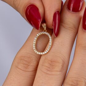 14 Ayar Altın Taşlı O Harf Kolye Ucu