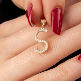 14 Ayar Altın Taşlı S Harf Kolye Ucu