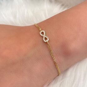 14 Ayar Altın Taşlı Sonsuzluk Bileklik