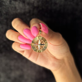 14 Ayar Altın Taşsız Pusula Kolye Ucu