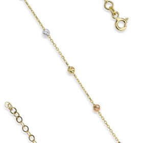 14 Ayar Altın Tek Sıra Zincirli Dorika Top Detaylı Bileklik