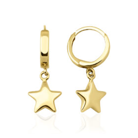 14 Ayar Altın Tombul Yıldız Sallantılı Küpe