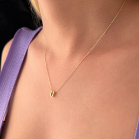 14 Ayar Altın U Harfli Kolye