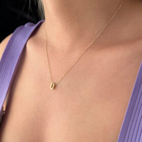 14 Ayar Altın Ü Harfli Kolye