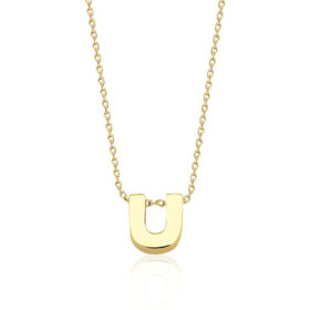 14 Ayar Altın U Harfli Kolye