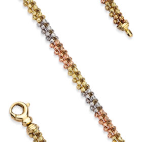 14 Ayar Altın Üç Renk Dorika Örme Roller Bileklik