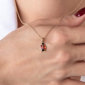 14 Ayar Altın Uğur Böceği Kolye