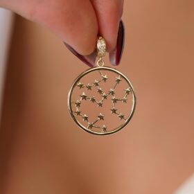 14 Ayar Altın Yay Burcu Kolye Ucu Burç Yıldız Haritası