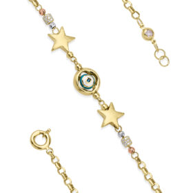 14 Ayar Altın Yıldız Detaylı Nazarlık Bileklik