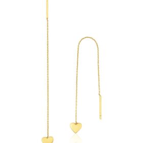 14 Ayar Altın Zincirli Kalpli Küpe