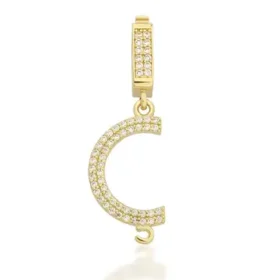 Altın Taşlı Ç Harf Kolye Ucu