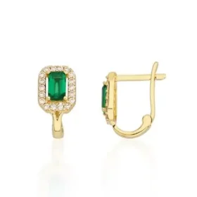 Yeşil Taşlı Altın Çocuk Küpe