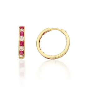 Pembe Taşlı Altın Çocuk Küpe