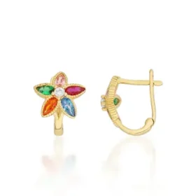 Renkli Taşlı Altın Çocuk Küpe