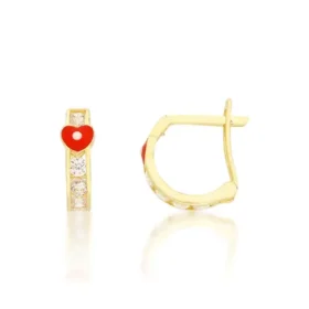 Altın Taşlı Kalp Çocuk Küpe