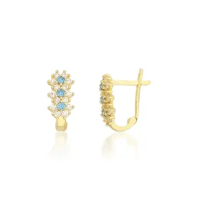 Mavi Taşlı Altın Çocuk Küpe