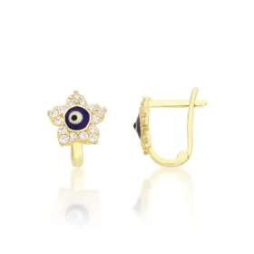 Altın Taşlı Nazar Boncuğu Çocuk Küpe