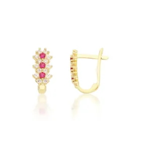 Pembe Taşlı Altın Çocuk Küpe