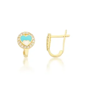 Altın Taşlı Kalp Çocuk Küpe