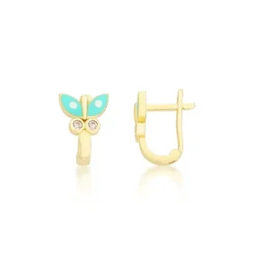 Altın Taşlı Kelebek Çocuk Küpe