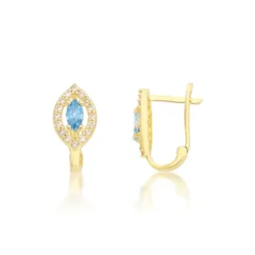 Mavi Taşlı Altın Çocuk Küpe