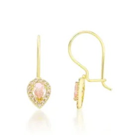 Pembe Taşlı Altın Çocuk Küpe