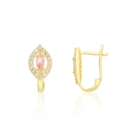 Pembe Taşlı Altın Çocuk Küpe