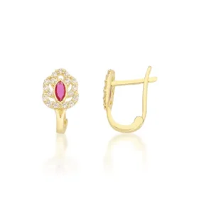 Pembe Taşlı Altın Çocuk Küpe