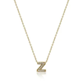 Altın Taşlı Z Harf Kolye