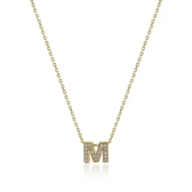 Altın Taşlı M Harf Kolye